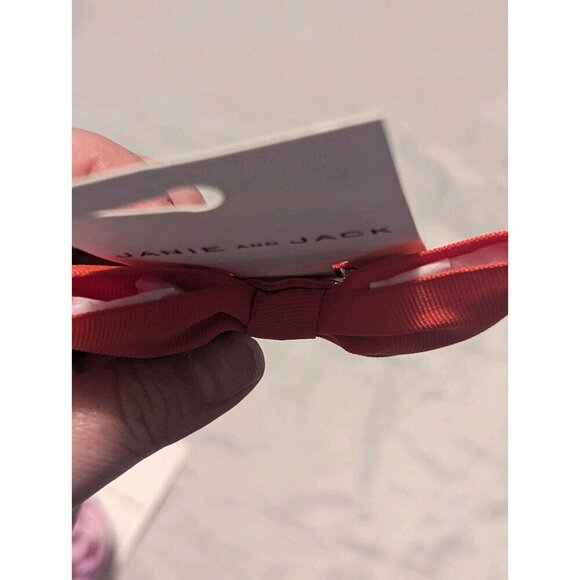 JANIE AND JACK NWT Set of 2 Bows One Coral Red Bow and One Multicolored (1097) - Picture 6 of 8